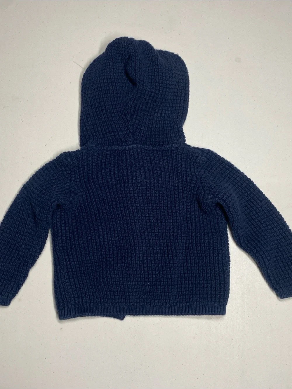 Carter's Navy Hooded Knit Cardigan with Wooden Buttons - Size 9 mo